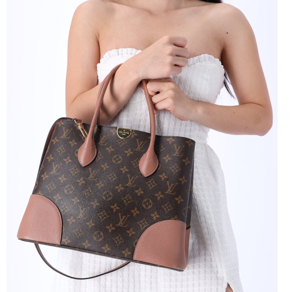 Louis Vuitton Flandrin Triple Compartment Satchel Monogram Brown Rose Pink